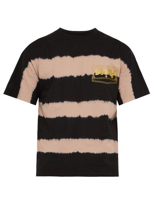 Matchesfashion.com Aries - Striped Tie Dye Cotton T Shirt - Mens - Black Pink