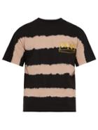 Matchesfashion.com Aries - Striped Tie Dye Cotton T Shirt - Mens - Black Pink