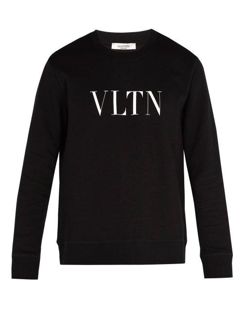 Matchesfashion.com Valentino - Logo Print Cotton Blend Sweatshirt - Mens - Black