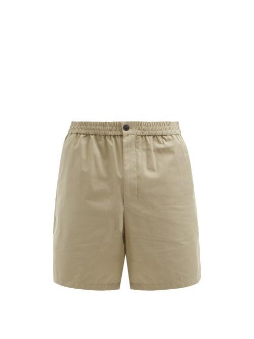Mens Rtw Ami - Elasticated-waist Cotton Wide-leg Shorts - Mens - Beige