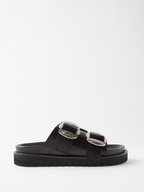 Toga Virilis - Metal-buckle Leather Sandals - Mens - Black