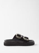 Toga Virilis - Metal-buckle Leather Sandals - Mens - Black