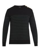 Balmain Buttoned-shoulder Crew-neck Cashmere Sweater