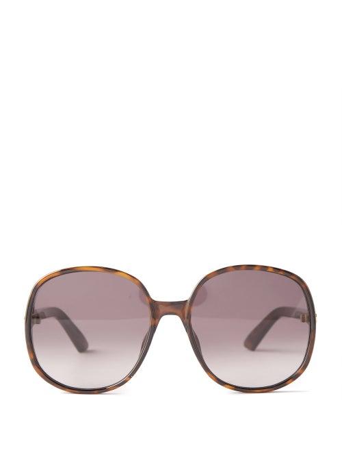 Dior - D-doll Round Acetate Sunglasses - Womens - Dark Brown