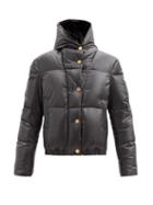 Matchesfashion.com Versace - Logo-embroidered Hooded Down Quilted Coat - Womens - Black