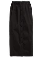 Matchesfashion.com Carolina Herrera - High Rise Cotton Blend Poplin Midi Skirt - Womens - Black