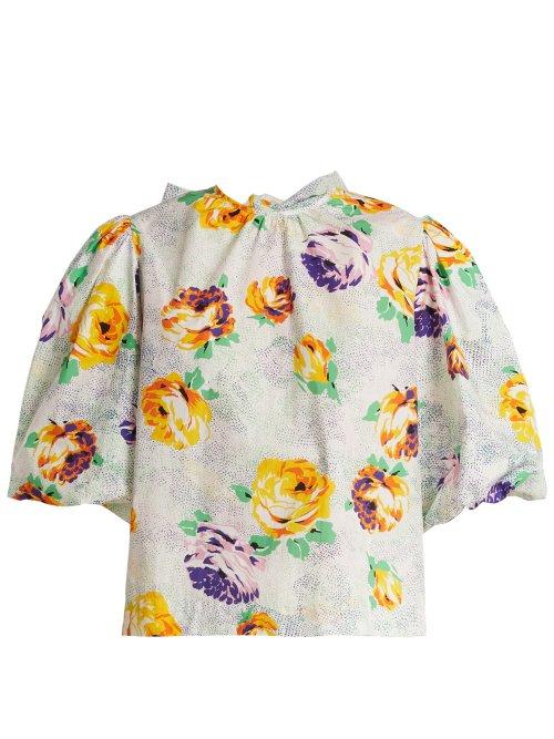 Matchesfashion.com Msgm - Printed Cotton Poplin Shirt - Womens - White Multi