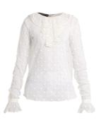Rochas Polka-dot Embroidered Tulle Blouse