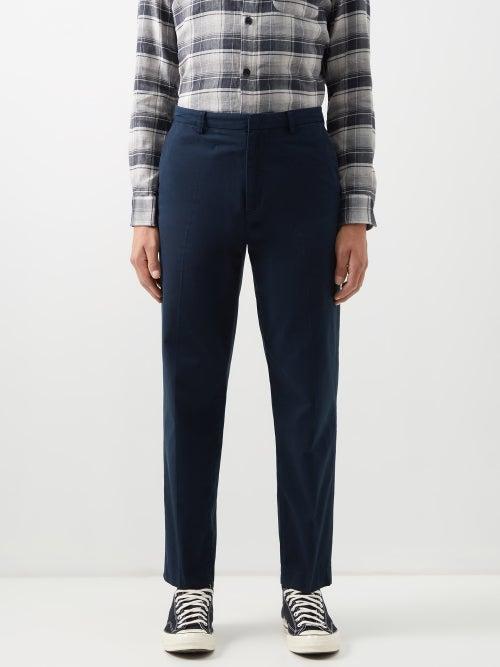 A.p.c. - Massimo Slim-leg Cotton-twill Trousers - Mens - Navy