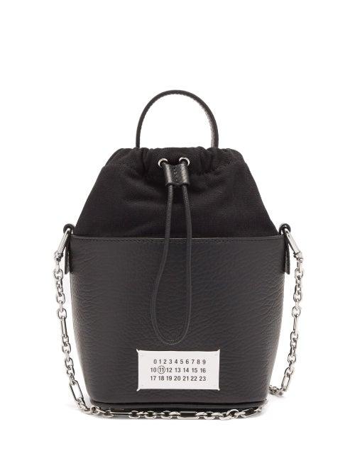 Maison Margiela - 5ac Grained-leather And Canvas Bucket Bag - Womens - Black