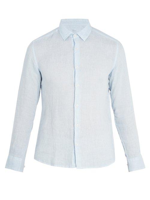 Matchesfashion.com Altea - Point Collar Linen Shirt - Mens - Light Blue