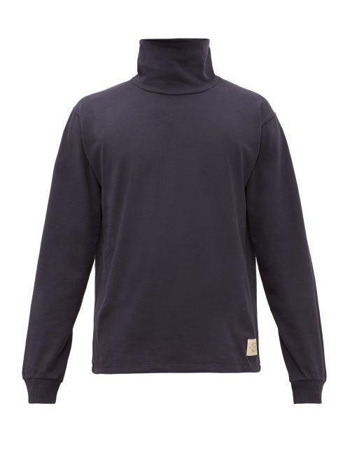 Matchesfashion.com Holiday Boileau - High Neck Cotton Jersey Top - Mens - Navy