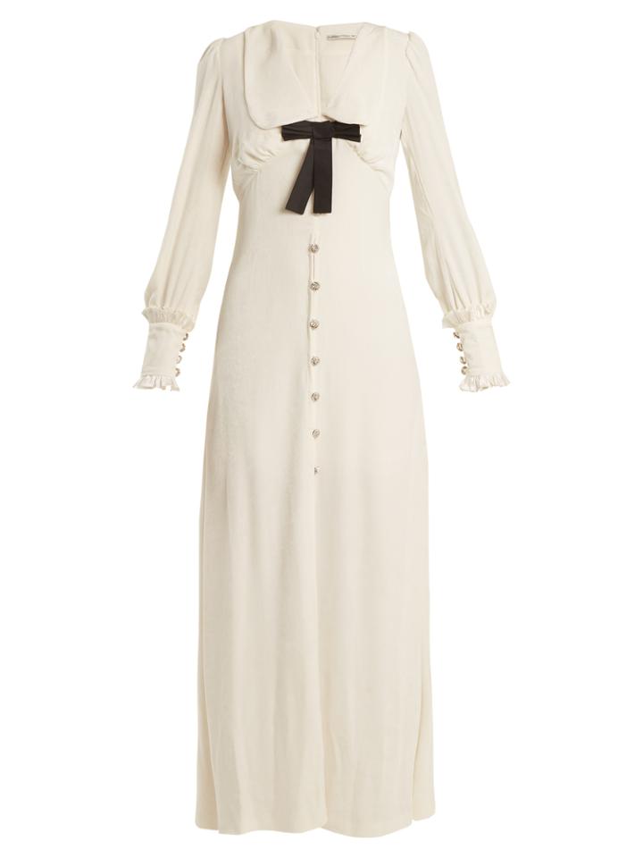 Alessandra Rich Froisse Button-down Velvet Dress