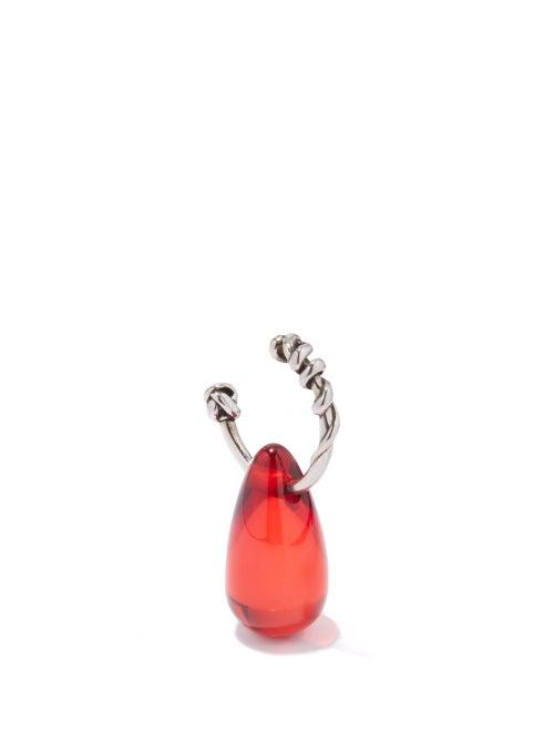 Alexander Mcqueen - Glass Droplet Single Earring - Womens - Red Silver