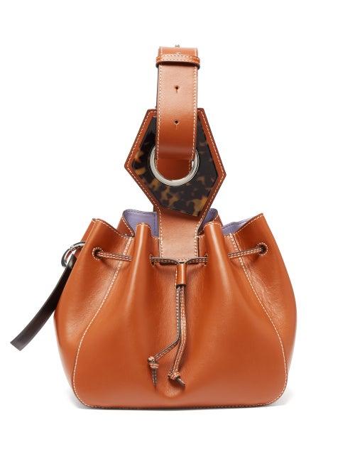 Matchesfashion.com Ganni - Drawstring Leather Bucket Bag - Womens - Tan