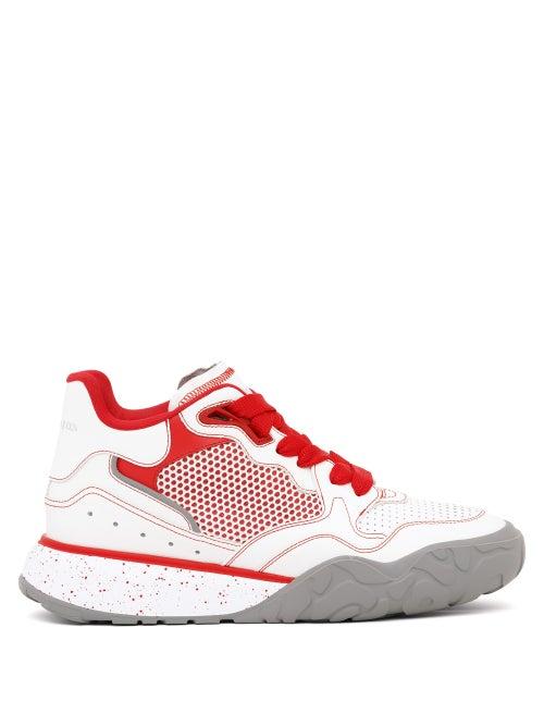 Alexander Mcqueen - Leather And Mesh Trainers - Mens - White