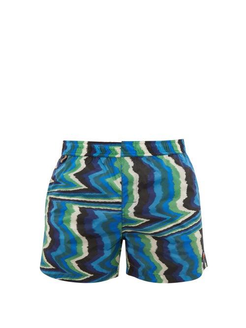 Matchesfashion.com Missoni Mare - Distorted Zigzag Print Swim Shorts - Mens - Red Multi