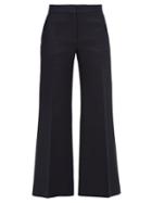 Matchesfashion.com Valentino - Crepe Couture Wool-blend Kick-flare Trousers - Womens - Navy