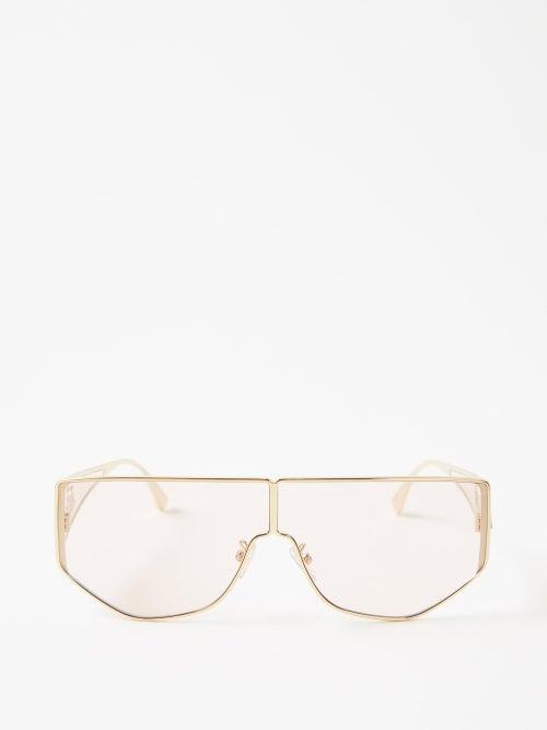 Fendi Eyewear - Fendi Disco Aviator Metal Sunglasses - Womens - Pink Gold