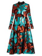 Delpozo Organza-collar Floral Fil Coup Long Top