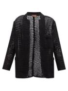Albus Lumen - Patch-pocket Crocheted-linen Blazer - Mens - Black
