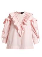 Matchesfashion.com Simone Rocha - Ruffled Trim Cotton Blouse - Womens - Pink