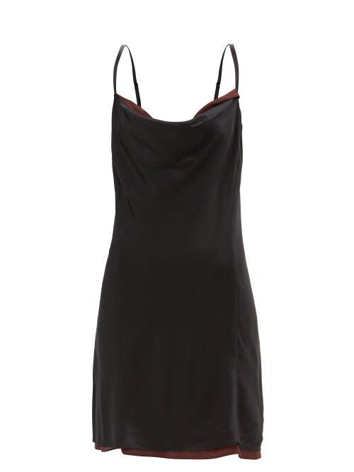 Acne Studios - Contrast-lining Satin Slip Dress - Womens - Black