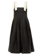 Matchesfashion.com Lee Mathews - Phoebe Contrast-strap Waxed-linen Apron Dress - Womens - Black