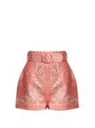 Matchesfashion.com Zimmermann - Heathers Bandana Print Linen Shorts - Womens - Pink Print