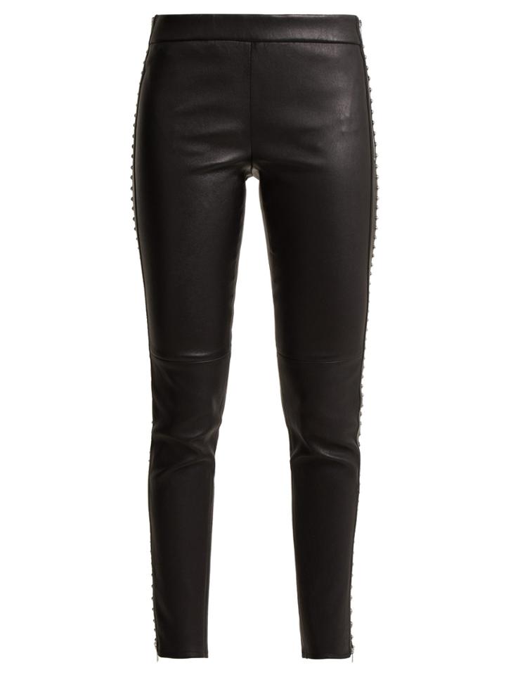 Alexander Mcqueen Stretch Leather Leggings With Stud Detail