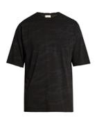 Saint Laurent Distressed Camouflage-print Cotton T-shirt