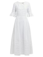 Matchesfashion.com Beulah - Dakshi Broderie Anglaise Cotton Dress - Womens - White