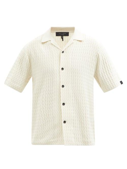 Rag & Bone - Avery Short-sleeved Ribbed Organic-cotton Shirt - Mens - Cream