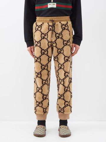 Gucci - Gg-jacquard Wool-blend Fleece Track Pants - Mens - Brown Multi