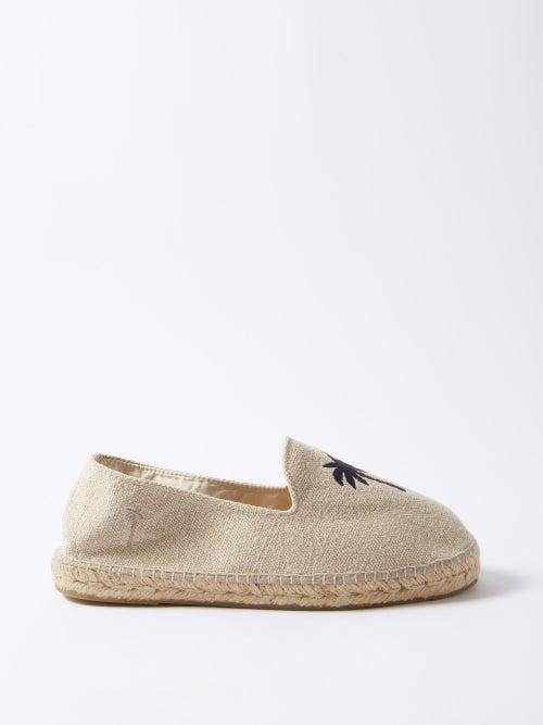 Maneb - Organic-hemp Loafer Espadrilles - Mens - Beige Blue