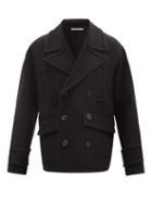 Valentino - Double-breasted Wool-blend Pea Coat - Mens - Black