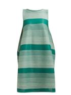 Matchesfashion.com Pleats Please Issey Miyake - Log Faded Stripe Pleated Dress - Womens - Green