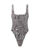 Matchesfashion.com Mara Hoffman - Idalia Voluta-print High-cut Leg Swimsuit - Womens - Black White