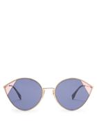 Matchesfashion.com Fendi - Cat Eye Metal Sunglasses - Womens - Navy Multi