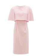 Matchesfashion.com Goat - Cape-bodice Wool-crepe Dress - Womens - Light Pink