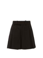 Matchesfashion.com Chlo - Pleated A-line Double-faced Crepe Shorts - Womens - Black