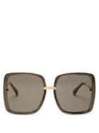 Matchesfashion.com Gucci - Oversized Square Acetate Sunglasses - Womens - Dark Grey