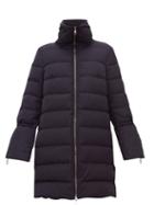 Matchesfashion.com Moncler - Belia Fluted Sleeve Quilted Down Coat - Womens - Navy