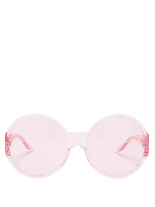Gucci - Oversized Round Acetate Sunglasses - Womens - Pink
