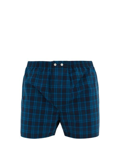 Matchesfashion.com Derek Rose - Checked Cotton Boxer Shorts - Mens - Blue