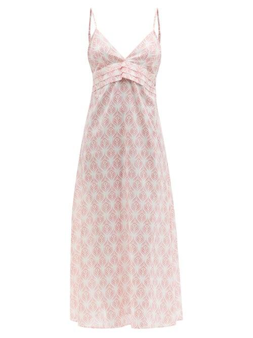 Matchesfashion.com Galanthya - Guadalupe America Rose-print Cotton Dress - Womens - Light Pink