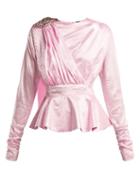 Matchesfashion.com Dodo Bar Or - Grace Crystal Embellished Peplum Top - Womens - Light Pink
