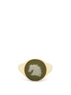 Matchesfashion.com Ferian - Wedgwood Ceramic Horse Head & Gold Signet Ring - Womens - Light Green