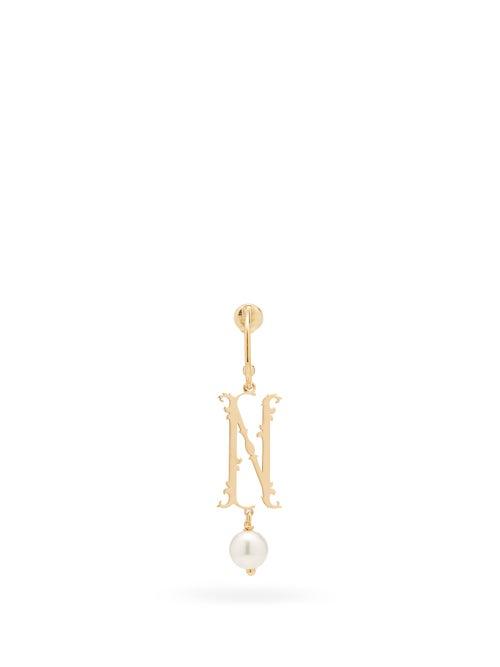 Matchesfashion.com Simone Rocha - Initial-pendant Gold-plated Single Earring (n-z) - Womens - Gold Multi