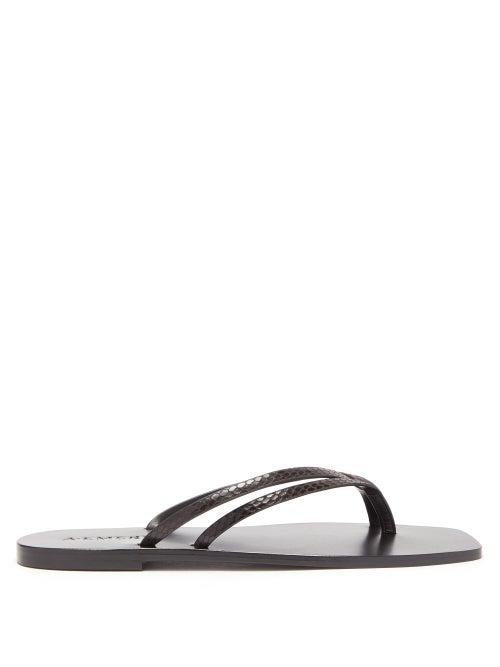 Matchesfashion.com A.emery - Benni Snake-effect Leather Sandals - Womens - Dark Brown